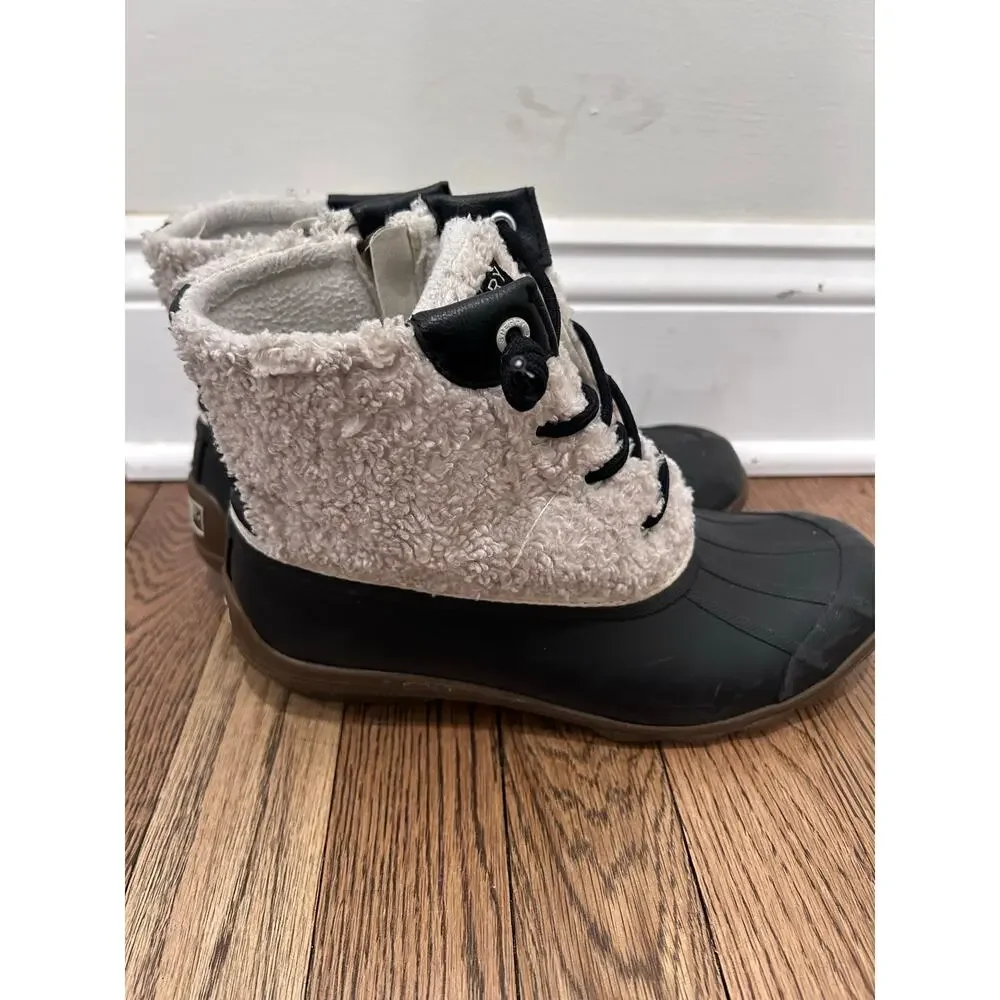 Sperry Women US 6.5/UK 4 Syren Gulf Sherpa Black White Duck Boot Gorpcore Preppy
